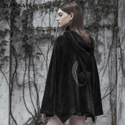 Bestickte Umhangjacke aus dunklem Samt mit Monddesign