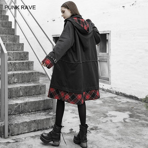 Gitterstich Lange Jacke (mit Taille)