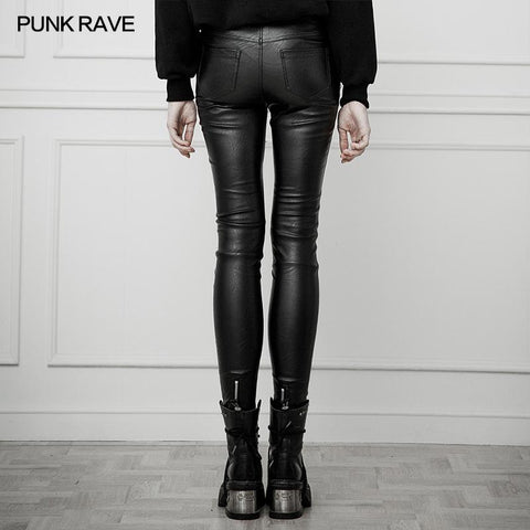 Heavy Industry Asymmetric Metal Design Dünne PU-Hosen