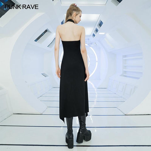 Fit verison Offenes ärmelloses Kleid mit hoher Gabel