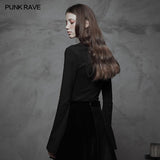 Dark High Collar "Witch" Trompetenärmel Strickoberteil