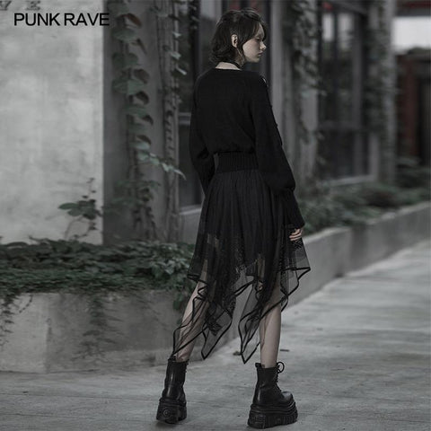Asymmetrischer Saumrock aus Chiffon-Spitze