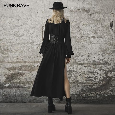 Dunkel gespleißtes Schlitzkleid