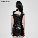 Punk flammendes Lacklederkleid