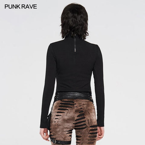 Punk gestricktes Langarm-T-Shirt