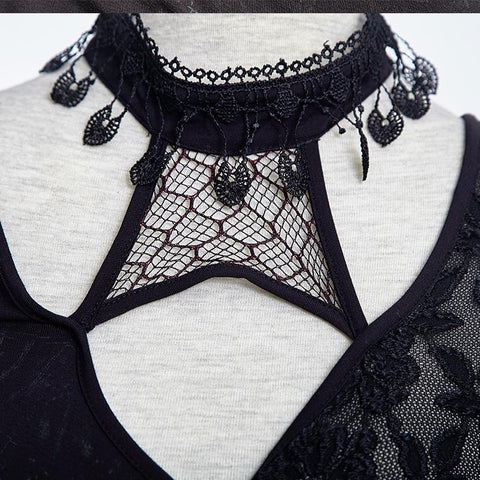 Schwarze unregelmäßige Langarm-Punk-Shirts für Frauen