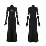 Gotisches rotäugiges, mit Spinnen besticktes Kleid