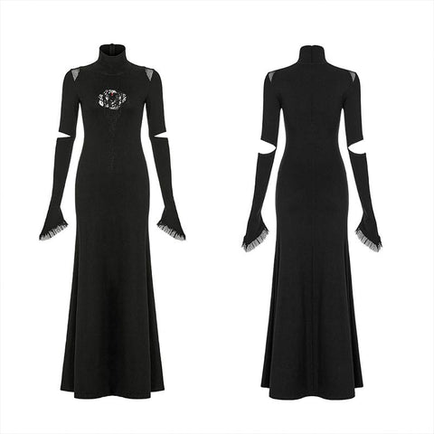 Gotisches rotäugiges, mit Spinnen besticktes Kleid
