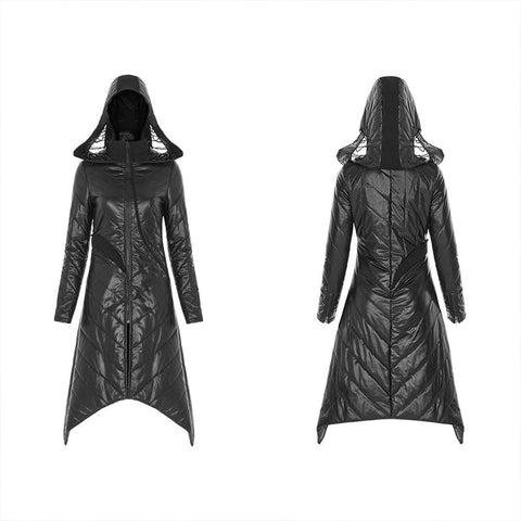 Dark Punk Geometric Split Mittellanger Mantel