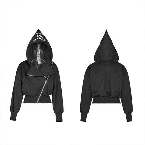 Mit Hoodie bestickte Strickjacke