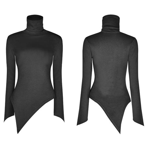 Hoher Kragen Pullover mit unregelmäßigem Saum