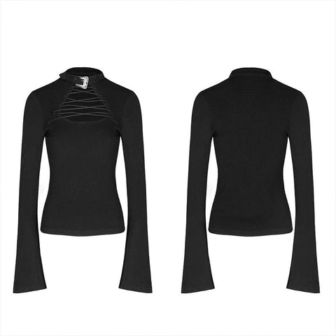 Gothic geschnürtes dünnes T-Shirt