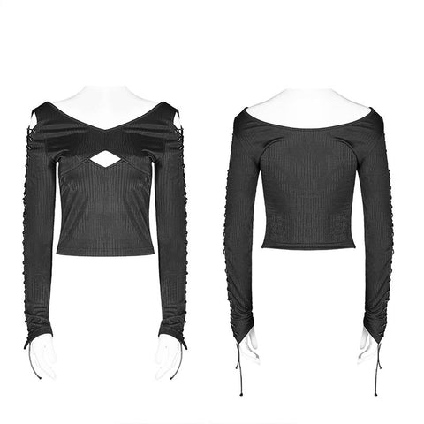Dunkle Legende Hollow-out Langarm T-Shirt