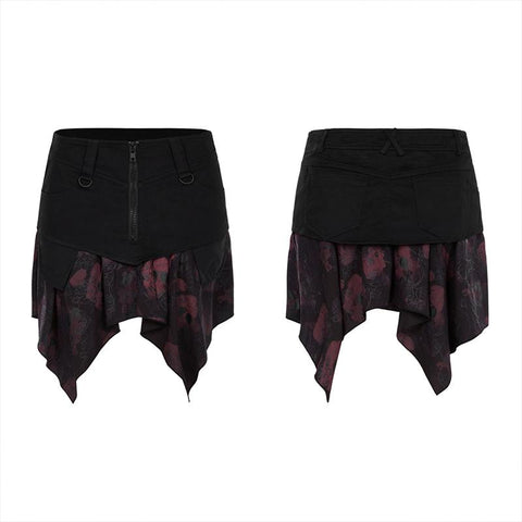 Quadrate drucken Druck Saum Rock in der Mitte der Taille