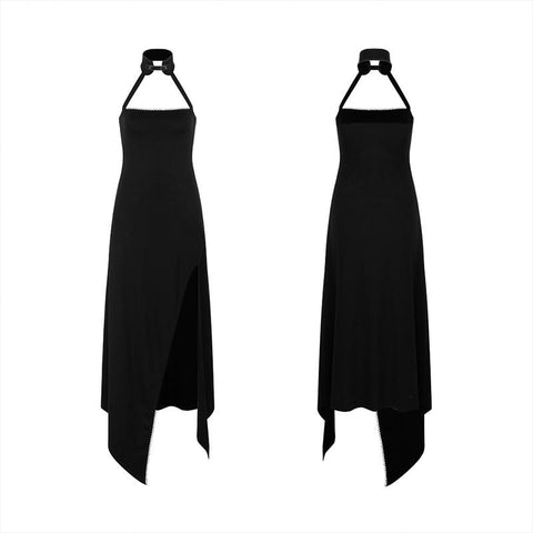 Fit verison Offenes ärmelloses Kleid mit hoher Gabel
