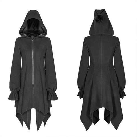 Unregelmäßiger Saum Wollmantel mit Hut