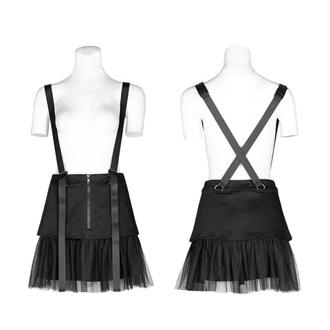 Mesh Patchwork Rock mit hoher Taille