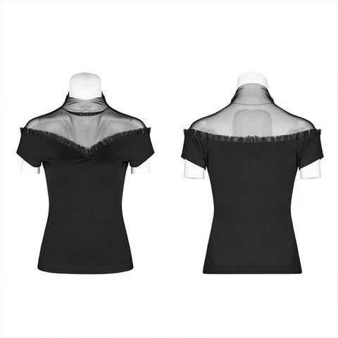 High Neck Mesh Spleißoberteil
