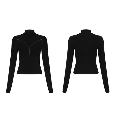 Reißverschluss sexy unten T-Shirt