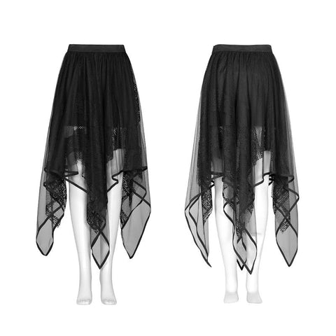 Asymmetrischer Saumrock aus Chiffon-Spitze