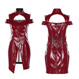 Punk flammendes Lacklederkleid