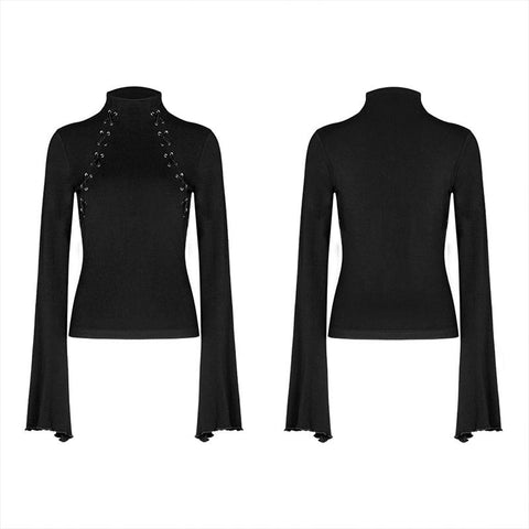 Leichtes Gothic geschnürtes, dünnes Brust-T-Shirt