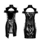 Punk flammendes Lacklederkleid