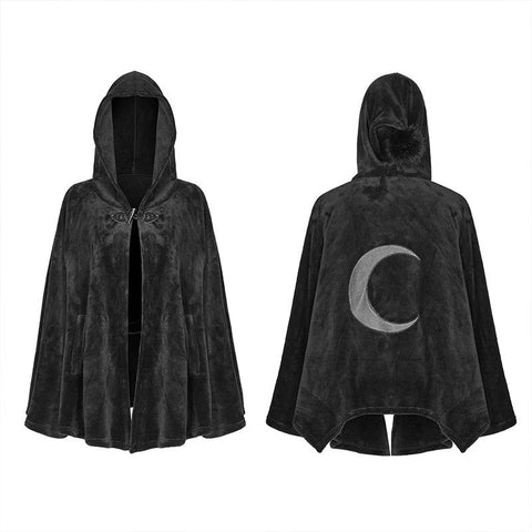 Bestickte Umhangjacke aus dunklem Samt mit Monddesign