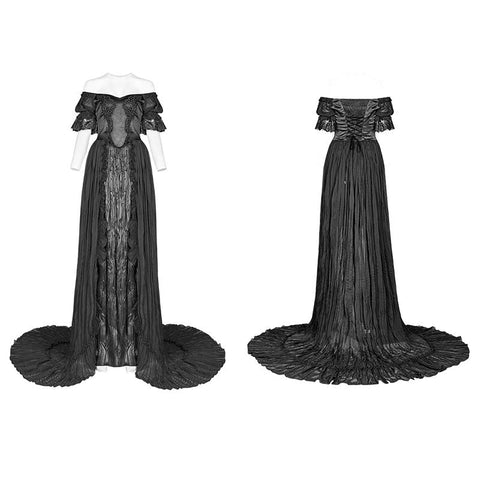 Schulterfreies schwarzes Federkleid