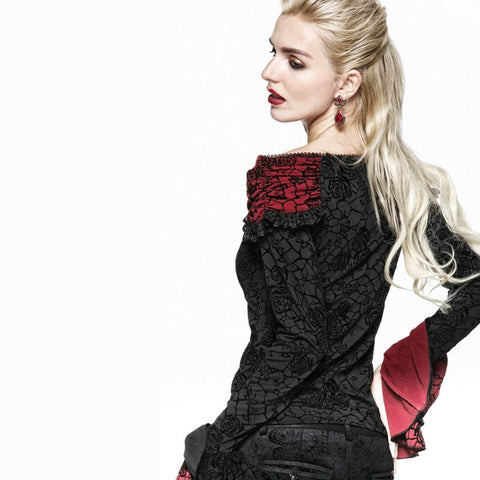 Retro Long Top T-Shirt Baumwolle Frau Mode Gothic T-Shirt