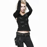 Rock Fashion Cool Black Keyhole Back Langarm Punk Shirts
