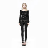 Rock Fashion Cool Black Keyhole Back Langarm Punk Shirts