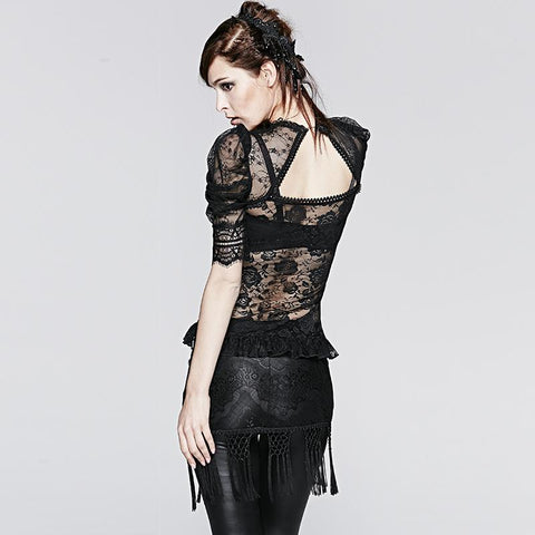 Semi Transparent Fashion Brand Lace Kurzes Gothic Shirt