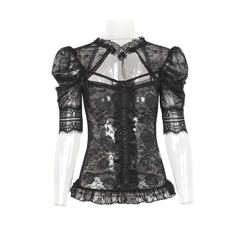 Semi Transparent Fashion Brand Lace Kurzes Gothic Shirt