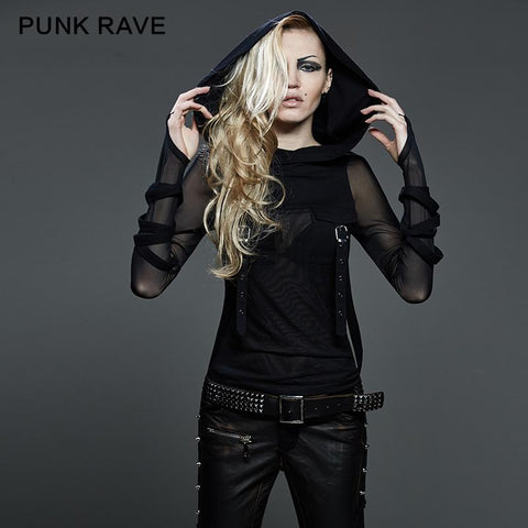 High End Mode Trendy Street Punk T-Shirts mit großem Hoodie