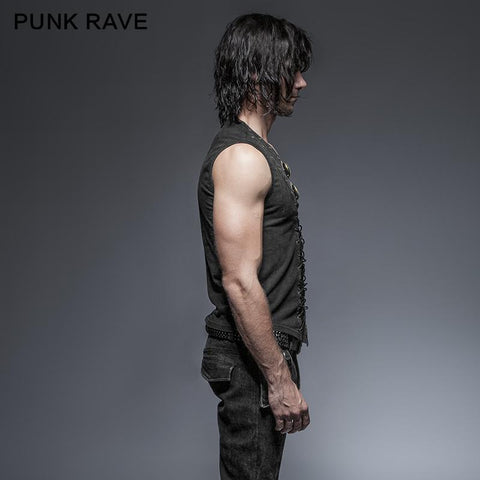 Black Rock Cotton Ledergürtel Ärmellose Punk-Shirts für Männer