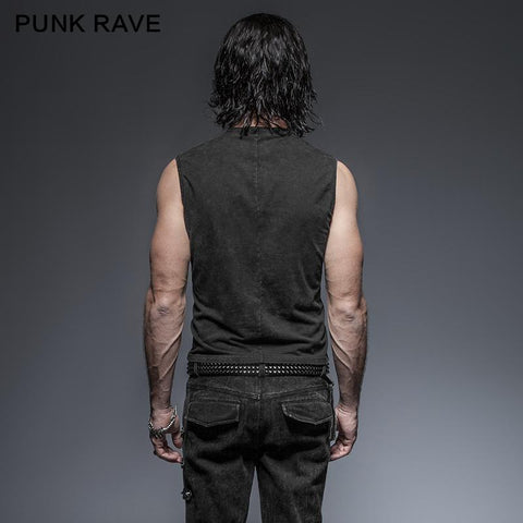 Black Rock Cotton Ledergürtel Ärmellose Punk-Shirts für Männer