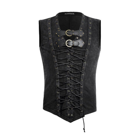 Black Rock Cotton Ledergürtel Ärmellose Punk-Shirts für Männer