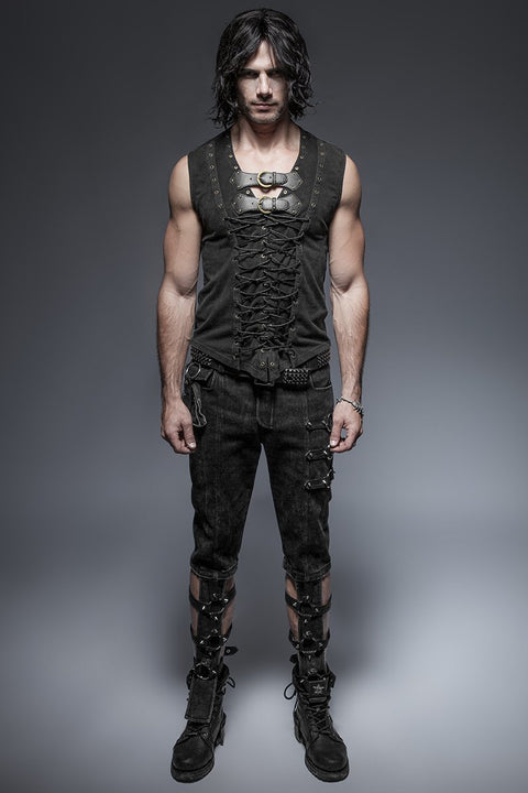 Black Rock Cotton Ledergürtel Ärmellose Punk-Shirts für Männer