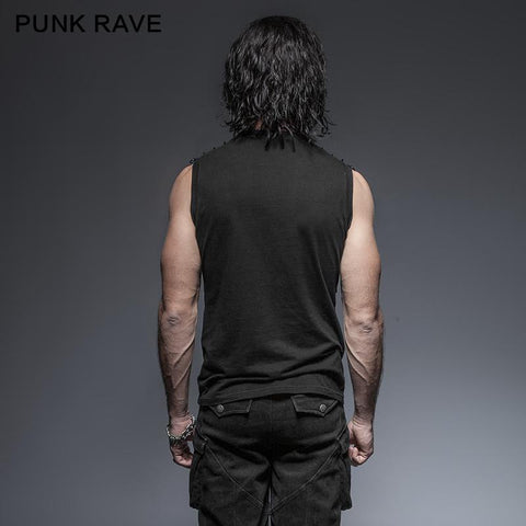 Schwarze ärmellose Streifen Tank Tops Punk Weste für Männer