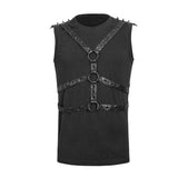 Schwarze ärmellose Streifen Tank Tops Punk Weste für Männer