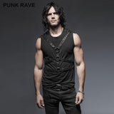 Schwarze ärmellose Streifen Tank Tops Punk Weste für Männer