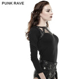 Schwarz Sexy Spinnenmuster 100% Baumwolle Skinny Backless Punk Shirts
