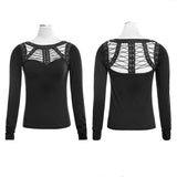 Schwarz Sexy Spinnenmuster 100% Baumwolle Skinny Backless Punk Shirts