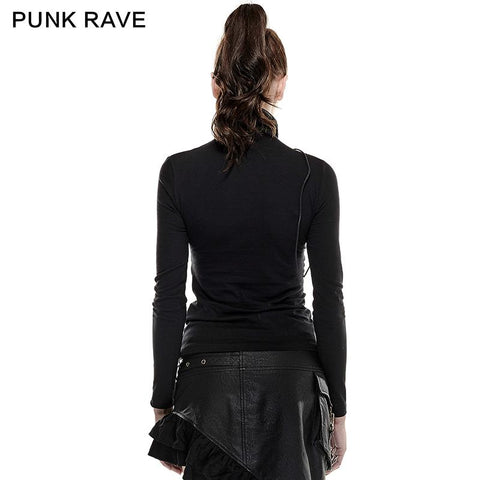 Kaffee Steampunk Tight Mesh Punk Shirts mit hohem Kragen
