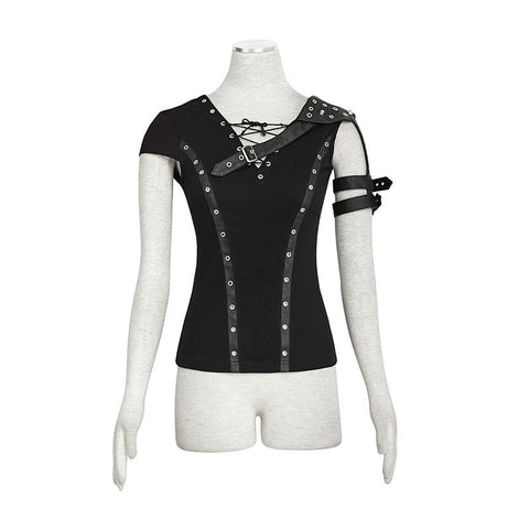 Steampunk Top gehäkelt Strape Backless Punk Shirts für Frauen