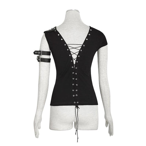 Steampunk Top gehäkelt Strape Backless Punk Shirts für Frauen