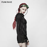 Damen & Herren Double Layers Irregular Dark Gothic Shirt mit schwarzem Loch Kapuze