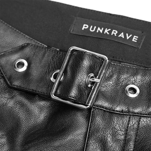 Heavy Industry Asymmetric Metal Design Dünne PU-Hosen