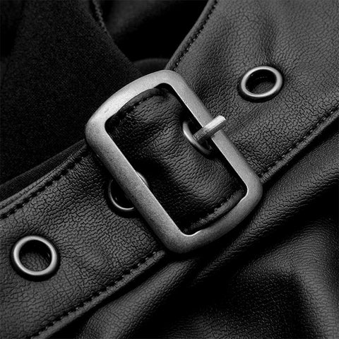 Punk moderne Technologie PU Leder Strickkleid